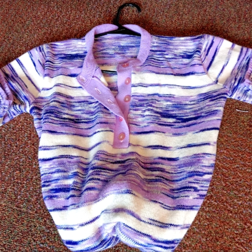 Vintage Unique Oversized Purple White Lilac Sweater